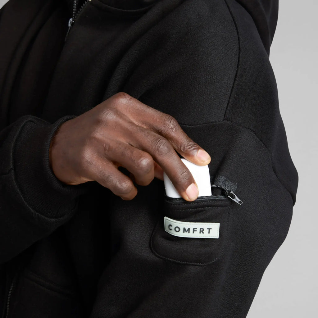 Comfrt | Travel Essentials Zip up Hoodie | Sweatshirt with Zip Pockets for Travel